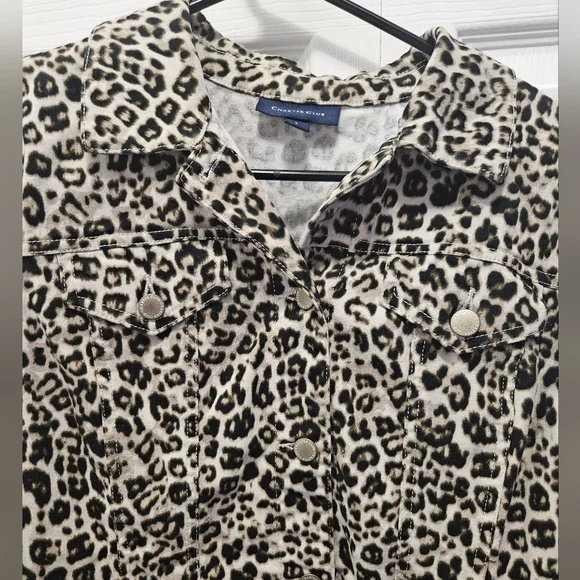 Charter Club Denim Jacket w/leopard print. - Picture 6 of 11